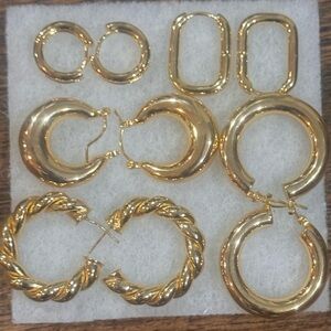 5 Pairs Gold Hoop Earring Set - Classic Gold Tone Women’s Jewelry